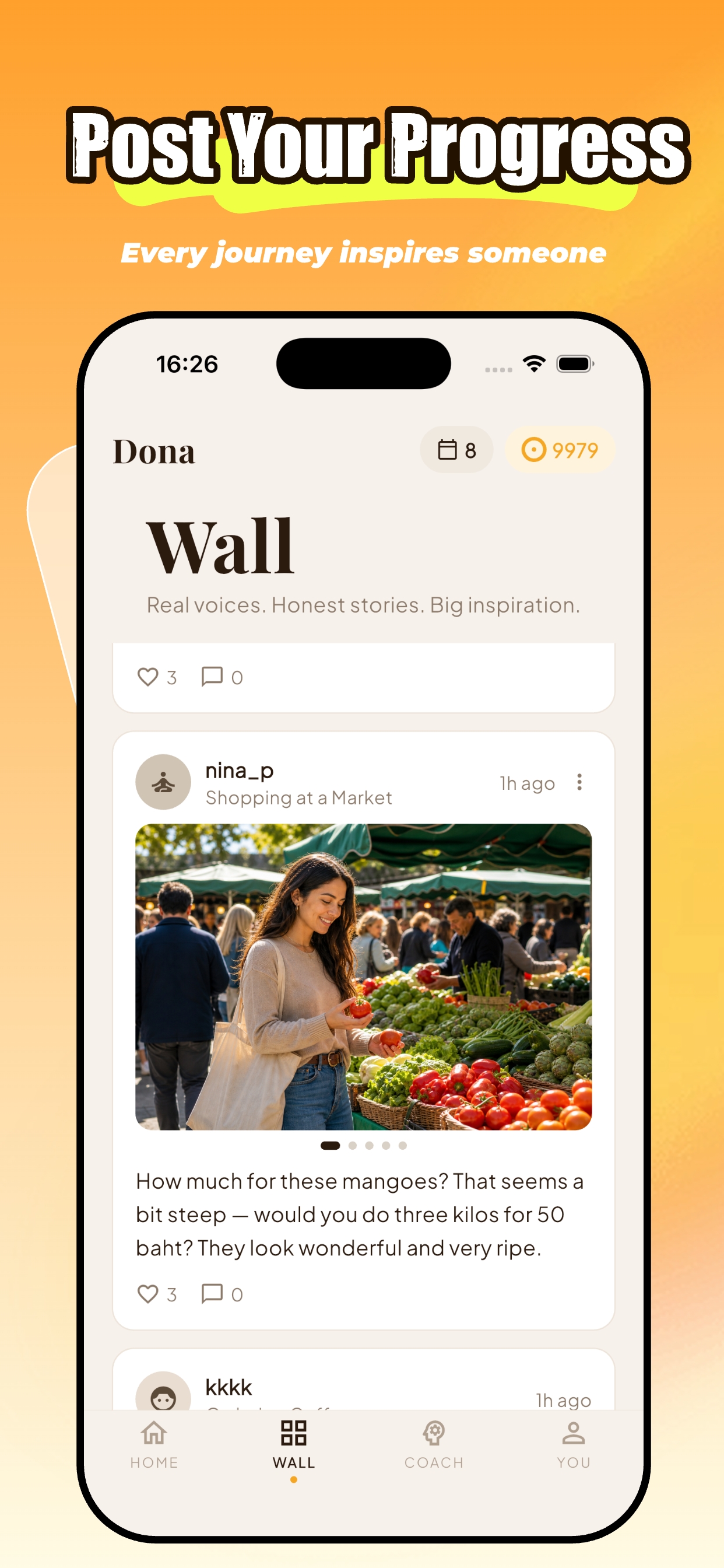 Post your progress — Community wall