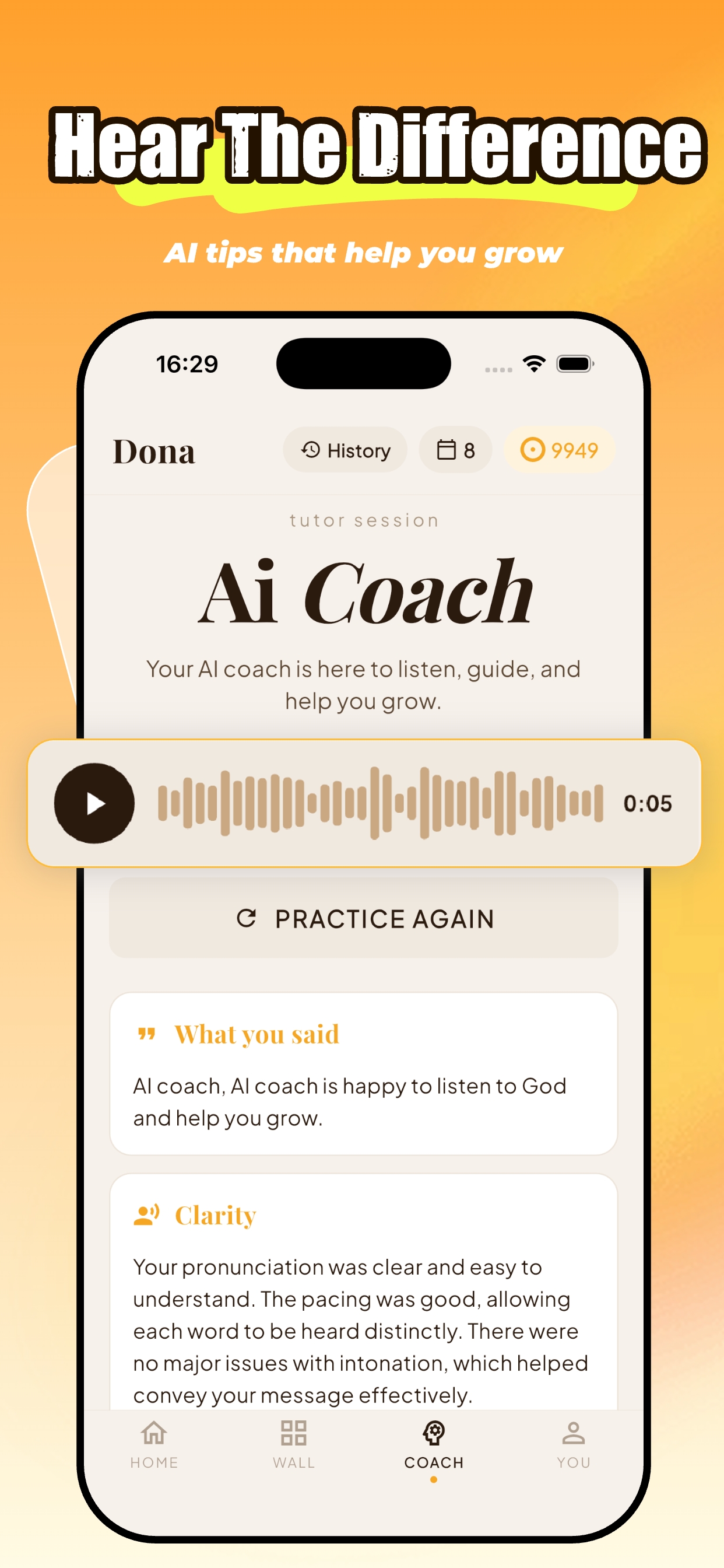 Hear the difference — AI coach feedback